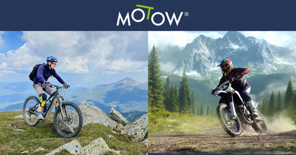 ebike and motorcycle in the mountains